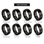 font options for inside engraving on black bell rings