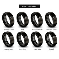 font options for inside engraving on black bell rings