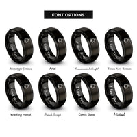 font options for inside engraving on black bell rings