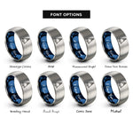 font options for inside engraving on blue & silver bell buoy rings