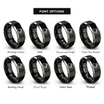 font options for inside engraving on black & gray bell cymbal drumstick rings