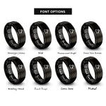 font options for inside engraving on black bell cymbal drumstick rings