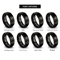 font options for inside engraving on black bell cymbal drumstick rings