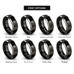 font options for inside engraving on black & silver belladonna nightshade rings