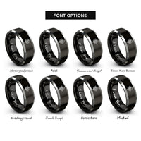 font options for inside engraving on black & silver belladonna nightshade rings