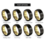 font options for inside engraving on black & gold bellini rings