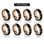 font options for inside engraving on black & rose gold bellini rings