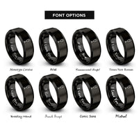 font options for inside engraving on black bellini rings