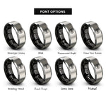 font options for inside engraving on black & gray belt knot rings