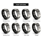 font options for inside engraving on black & gray belt knot rings