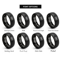 font options for inside engraving on black belt knot rings
