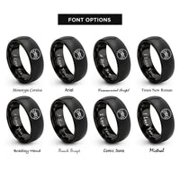 font options for inside engraving on black belt knot rings