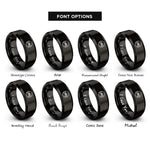 font options for inside engraving on black belt knot rings