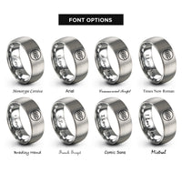 font options for inside engraving on grey belt knot rings