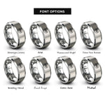 font options for inside engraving on grey belt knot rings