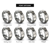 font options for inside engraving on grey belt knot rings