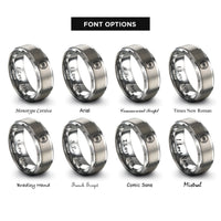font options for inside engraving on grey belt knot rings