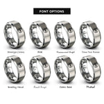 font options for inside engraving on grey belt knot rings