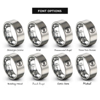 font options for inside engraving on grey belt knot rings