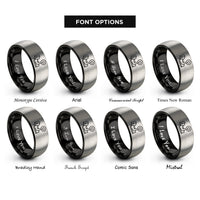 font options for inside engraving on black & grey bench press rings