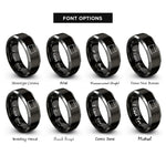 font options for inside engraving on black & silver bench scraper rings