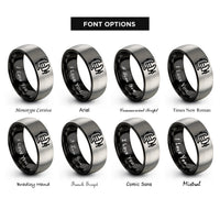 font options for inside engraving on black & silver bench vise rings