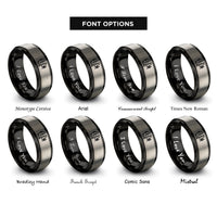 font options for inside engraving on black & gray bench vise rings