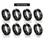 font options for inside engraving on black & silver bench vise rings