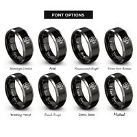 font options for inside engraving on black & silver bench vise rings