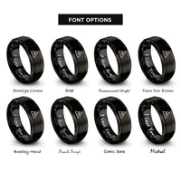 font options for inside engraving on black benchmark dot rings