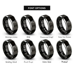 font options for inside engraving on black & silver benchmark x rings