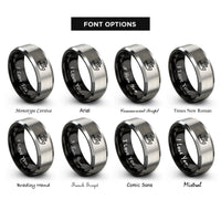 font options for inside engraving on black & grey benchy boat rings