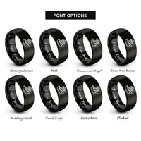 font options for inside engraving on black benchy boat rings