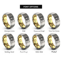 font options for inside engraving on gold & silver bento box rings