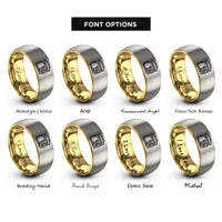 font options for inside engraving on gold & silver bento box rings