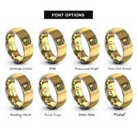 font options for inside engraving on gold & silver bento box rings