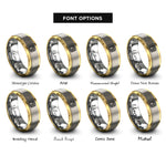 font options for inside engraving on gold & gray bento box rings