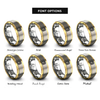 font options for inside engraving on gold & gray bento box rings