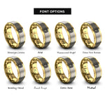 font options for inside engraving on gold & grey bento box rings
