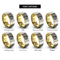 font options for inside engraving on gold & grey bento box rings
