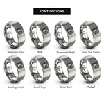font options for inside engraving on gray bento box rings