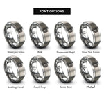 font options for inside engraving on silver bento box rings
