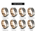 font options for inside engraving on rose gold & grey bento box rings