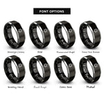 font options for inside engraving on black & silver benzene ring rings