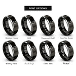 font options for inside engraving on black & gray benzene ring rings