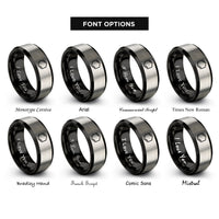 font options for inside engraving on black & silver benzene ring rings