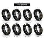 font options for inside engraving on black & gray benzene ring rings