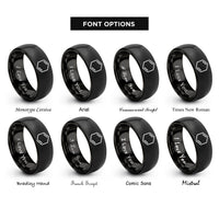 font options for inside engraving on black benzene ring rings