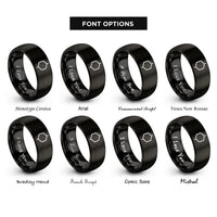font options for inside engraving on black benzene ring rings