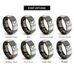 font options for inside engraving on gunmetal & grey benzene ring rings